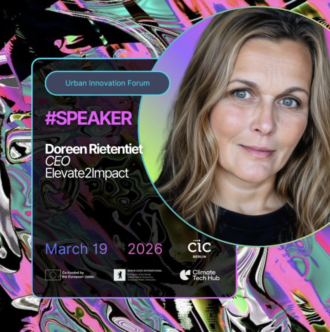 Doreen Rietentiet speaker card, Urban Innovation Forum