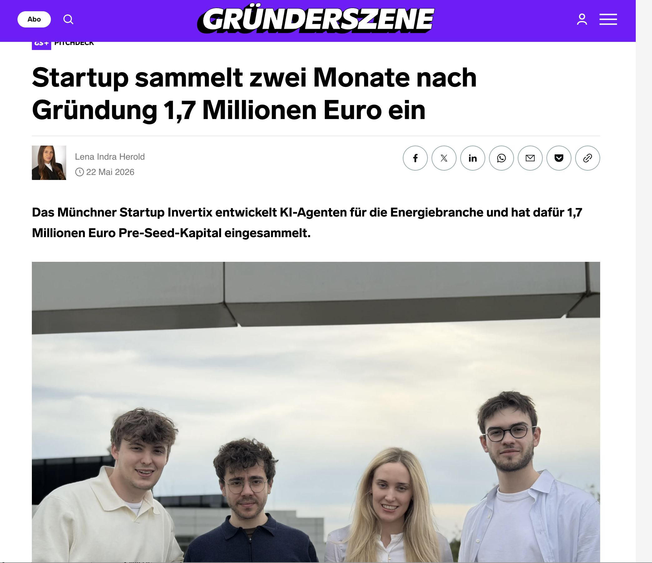 Business Insider / Gründerszene article about Invertix